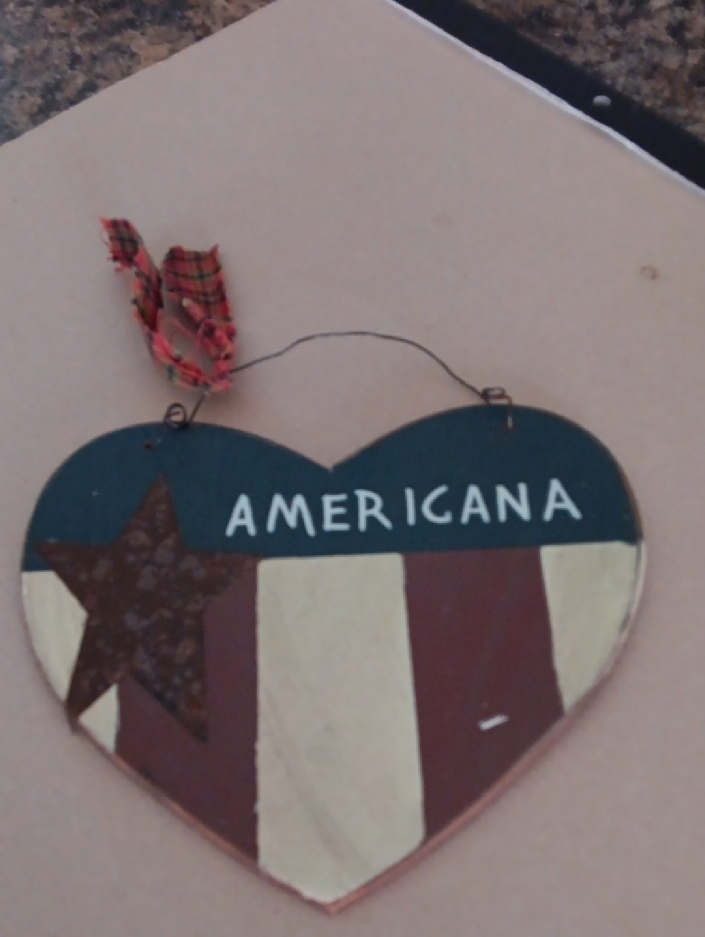 Americana Heart Wall Hanging - Teal, Red, Cream